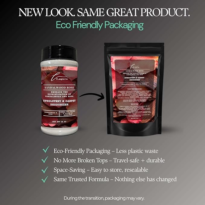 Sandalwood Rose Carpet Freshener Powder: Powerful Odor Eliminator for Home, Upholstery Deodorizer, Carpet Deodorizer, Pet Urine, Cat Litter Box - Sandalwood Rose Fragrance.