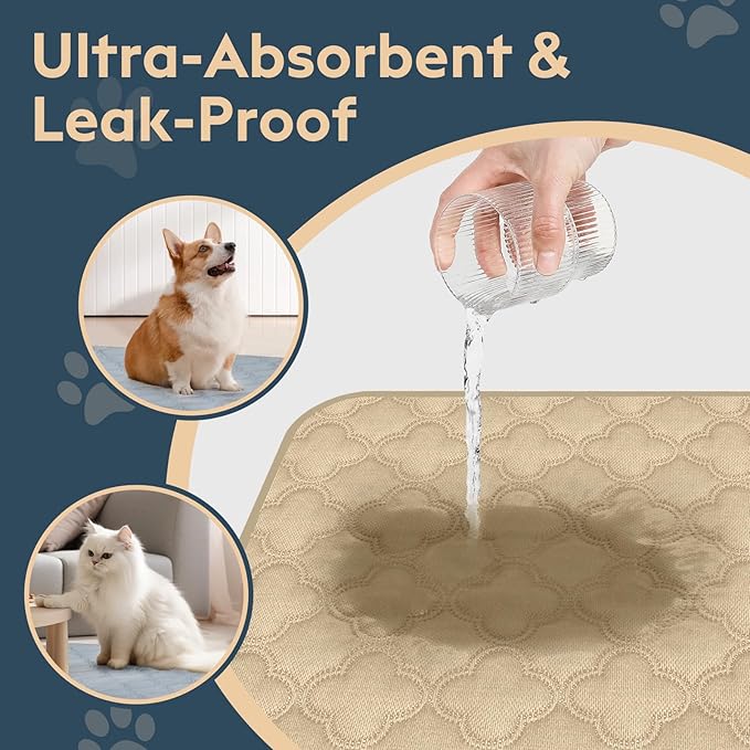 Washable Guinea Pig Cage Liner - 4 Pack Reusable Washable Pee Pads，Waterproof Guinea Pig Bedding for Small Animal - Rabbit Bunny Hamster Puppy (Cream, 12" X 12" - 4 Pack)