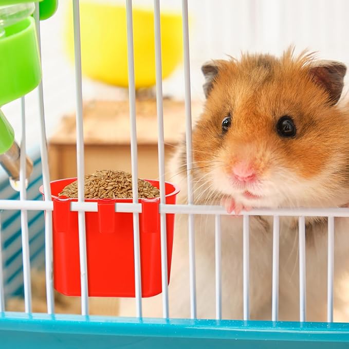 120 Pcs Cage Cups Chicken Birds Feeder Cups Plastic Hanging Chicken Feeders and Waterers 8 oz Feeding Bowl for Gamefowl Supplies Pet Pigeon Poultry Parrot Parakeet Rooster Rabbit(Red)