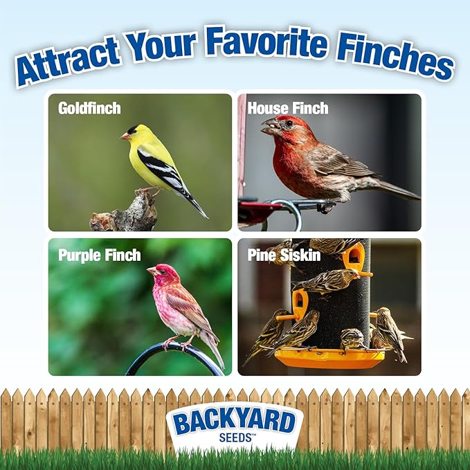 Backyard Seeds Finch Frenzy Wild Bird Seed Mix - for Small Songbirds - Attracts Goldfinches, House Finches, Purple Finches & More (20 Pounds)