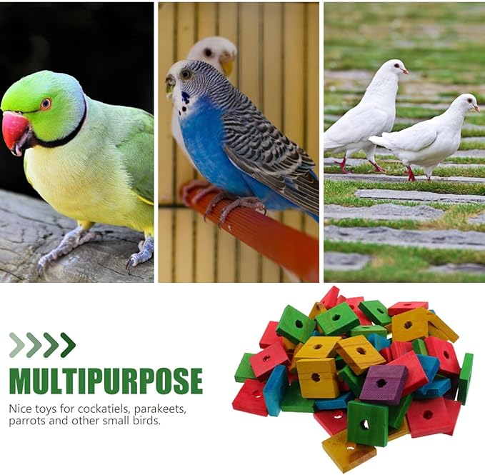 SUPVOX Bird Toys,100 Pcs Wooden Bird Chewing Blocks: Bird Toys for Parrots,Parrot Toys for DIY Shredding Large Bird (Mixed Color)