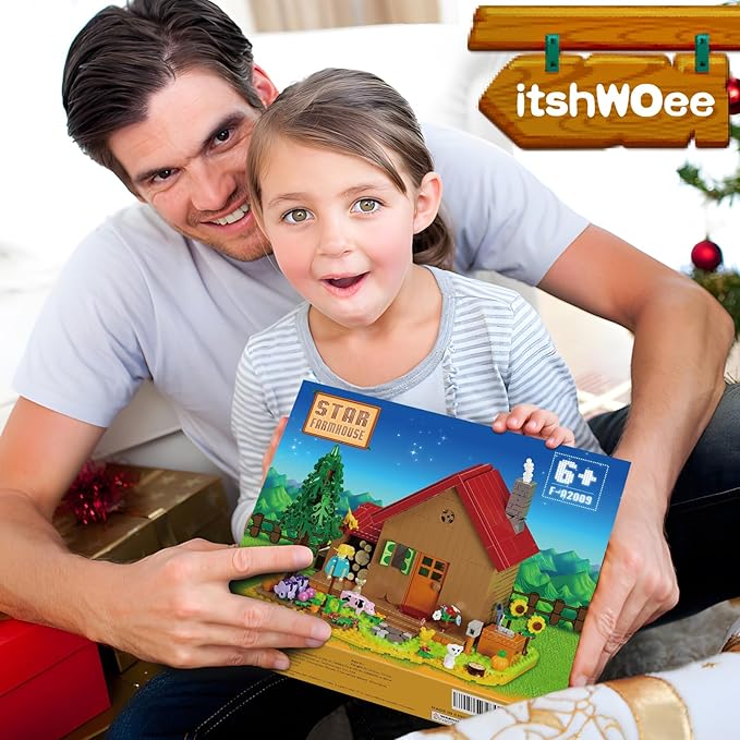 Star Farmhouse Building Blocks Set Toy, with Farm Facilities and Small Animal Figures, DIY Valley House Building Kit for Adults and Kids, Gift for Girls and Boys Ages 6 Plus