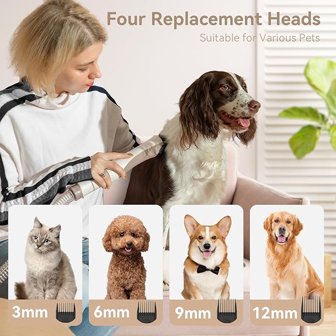 Redroad Dog Grooming Kit 16000Pa,Electric Clippers,Professional Pet Grooming Vacuum with 6 Pet Tools for for Dog and Cat, Vacuum Suction 99% Dog Cat Hair, P17