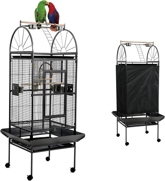 69-inch Large Bird Cage with Stand, Flight Cages for Parakeets & Play Top & Birdcage Cover for African Grey Quaker Amazon Cockatiel Sun Parakeet Green Cheek Conure Lovebird Eclectus Parrot