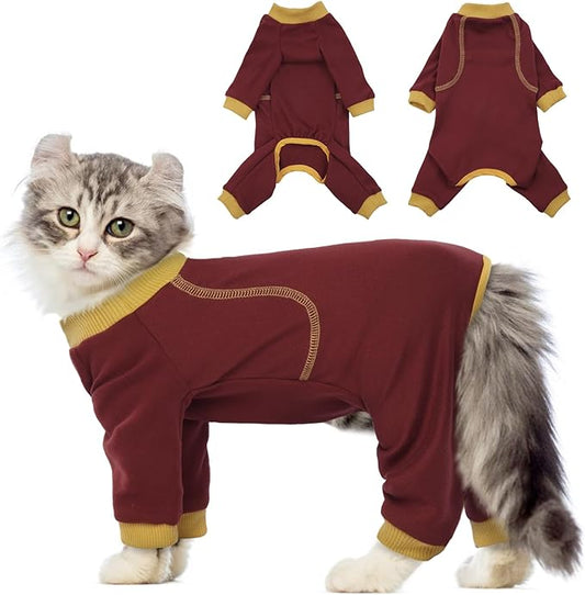QBLEEV Sticky Hair Cat Clothes, Prevent Fur Shedding Shirts for Cats Only, Kitten Pajamas Costumes Outfits for Daily Wear Parties Photography, Anti-Shed Cat Onesie Recovery Suit for Cat or Small Dogs