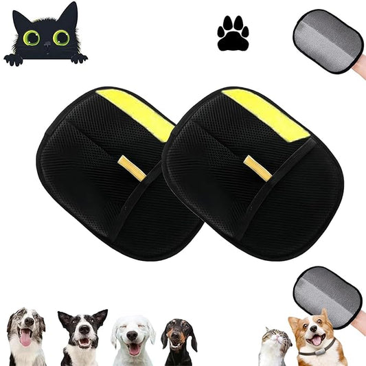 Mitt for Cat Dog, Electrostatic Pet Hair Remover, Two-Way Sticky Design, Washable Reusable Grooming Gloves for Pet Hair & Dirt (2 PCS)