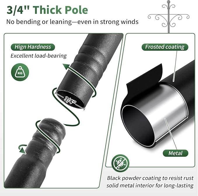 Shepherds Hooks for Outdoor,2 Pack 76 Inch Heavy Duty Double Shepherds Hook for Bird Feeder,Garden Plant,Solar Light Lantern