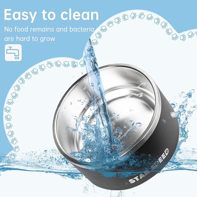 Stainless Steel Dog Bowl - Extra Large, Drop Resistant, Keeps Cold, Fits Different Size Big Dog Food Bowls (100oz, Black)