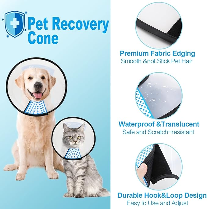 Supet Dog Cone Collar to Stop Licking, Elizabeth Recovery Collar After Surgery for Large, Medium, Small Dogs, Pet Head Cone Alternative