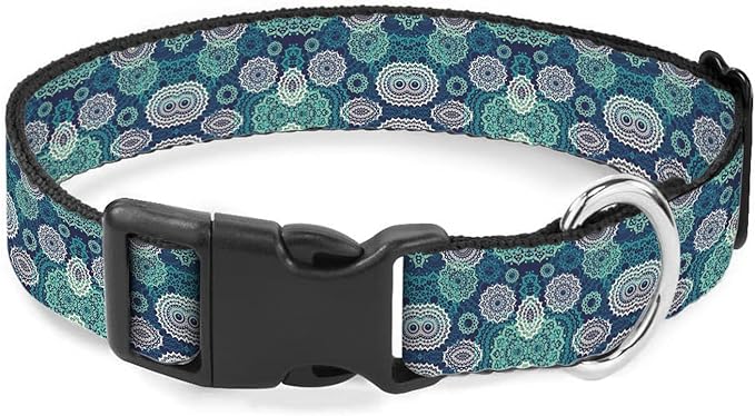 Blue Mandala Floral Paisley Dog Collars Soft Adjustable Collar Strap for Small Medium Large Dogs Cats Pet