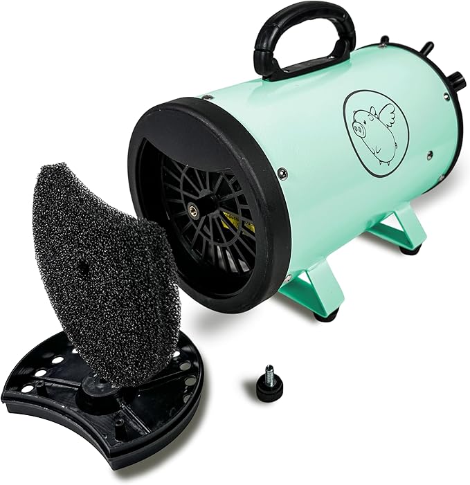 Flying Pig High Velocity Dog Pet Grooming Dryer w/Heater (Flying One, Mint w/Grey Logo)