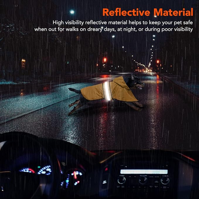 Raincoat for Dogs - Waterproof Reflective Rain Coat Slicker Poncho, Lightweight Safety Dog Raincoat Jacket for Small, Medium, Large Dogs (X-Large, Yellow)