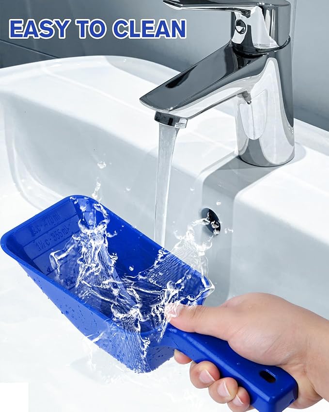 2 Cup Dog Food Scoop(2 Pack), Plastic Pet Food Scoop with Measuring Lines for Accurate Pet Food Portions,Dishwasher Safe (Blue)