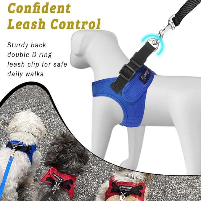 Comfort fit Step-in Dog & Puppy Harness - Comfortable All Weather Dog Vest Harness: Adjustable, Soft Padded, Easy to Put-on for Small, Medium-Sized Dogs.