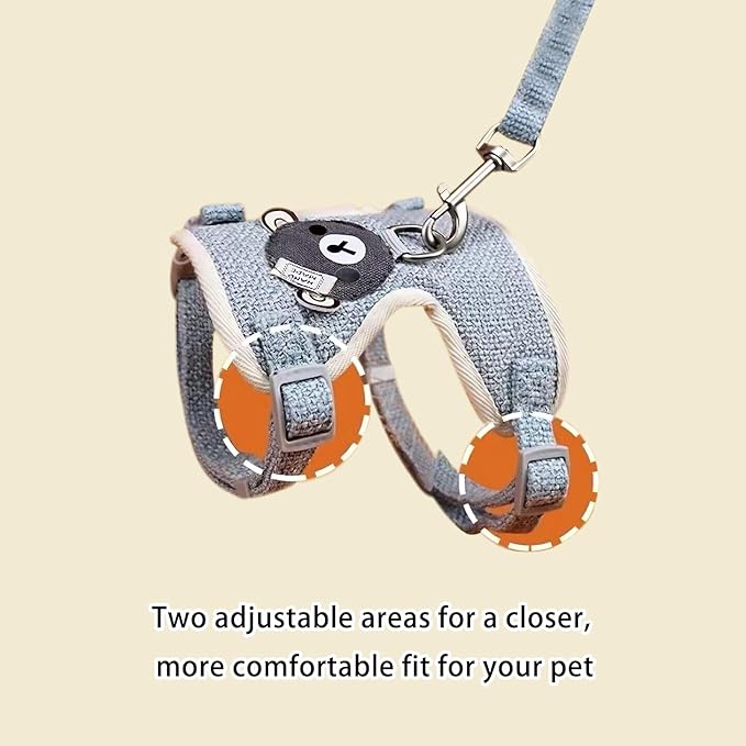 2-Pack Rabbit Harness and Leash Set – Adjustable Small Animal Vest Harness with Safety Buckle – Breathable & Lightweight – Ideal for Rabbits, Ferrets, Guinea Pigs, and Cats (Yellow)