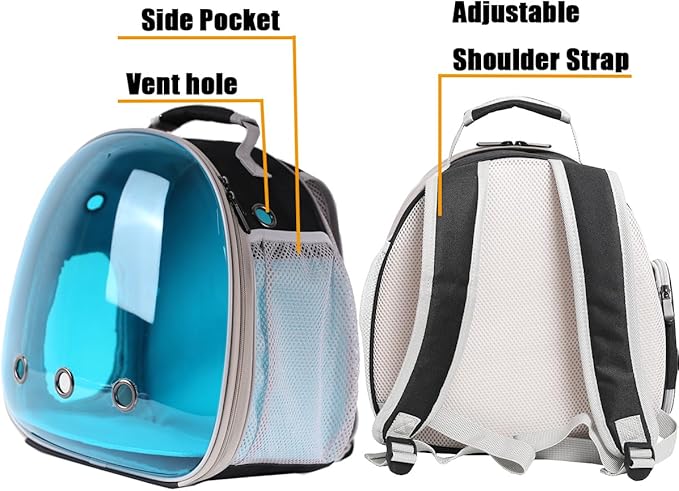 Portable Guinea Pig Backpack, Polarized Bubble Backpack for Small Animals Travel Handbag Cage for Kitten Rabbit Squirrel Bearded Dragon Turtle Breathable Carrier