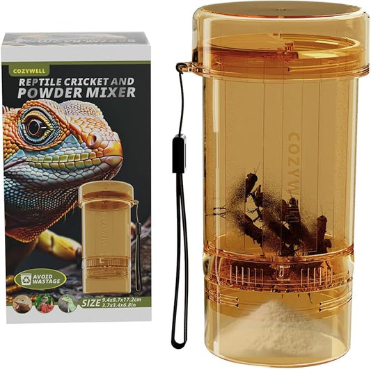 Cricket Calcium Powder Mixer for Reptiles,Easy-to-Use Cricket Keeper Calcium Shaker for Even Coating, Reptile Nutrition Dispenser Accessory for Bearded Dragon Gecko Lizard Turtle