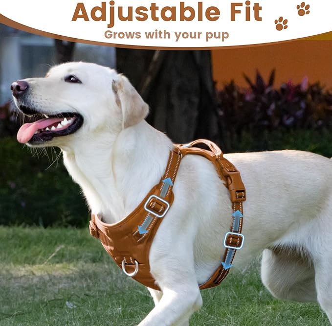 No Pull Dog Harness, Reflective Puppy Vest for Small Medium Large Sized Dog(Carmel Brown,S)
