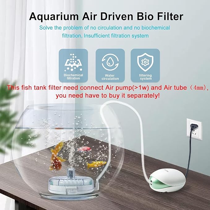 UPETTOOLS Mini Aquarium Sponge Filter, Small Internal Fish Tank Filter Detachable Submersible Filter with Air Stone Suitable for 20-40 Gallon Tank ((Air Pumps and Air Tube Not Included)