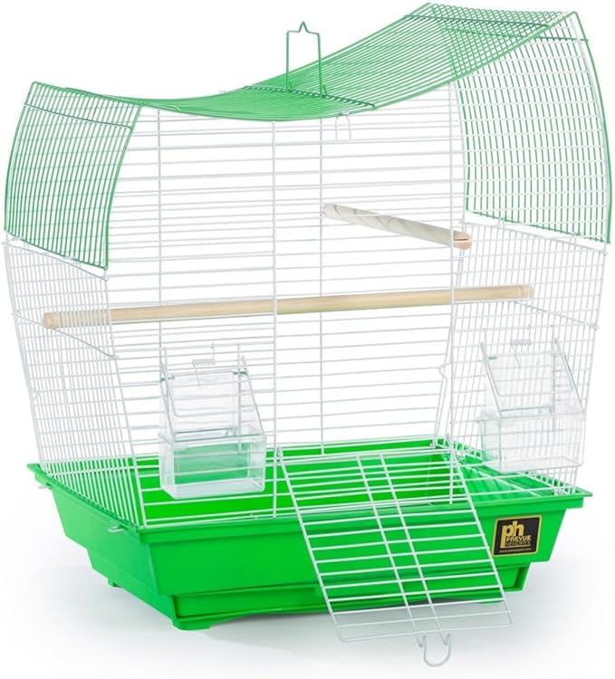 Rustic Retreat Top Bird Cage with Durable Metal Construction, Spacious Interior, and Convenient Top Access Lime Green/Wave Top