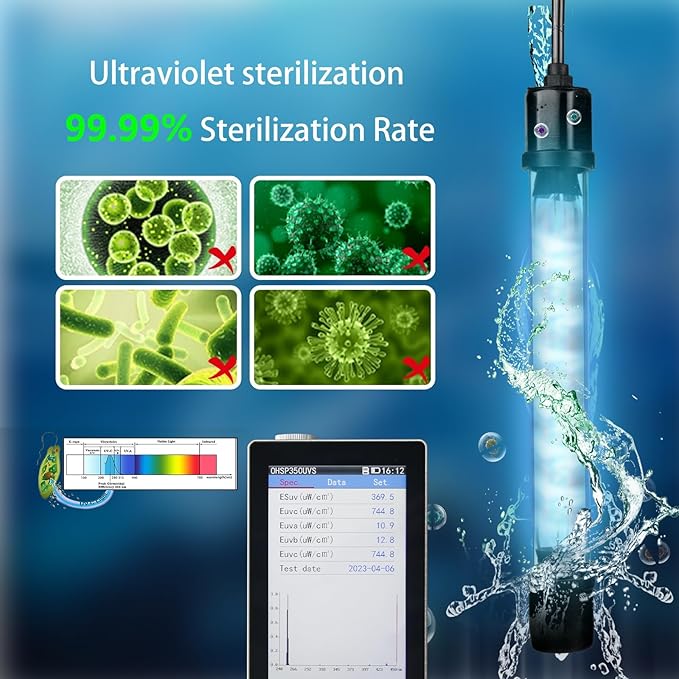 158GPH Small Aquarium Filter, UV Sterilizer for Aquarium for 10-45 Gallon Tank, Internal Pump for Turtle Betta Fish Tank Filter Silent 4-in-1 Green Killing Machine with Fish Tank Filters Deodorization