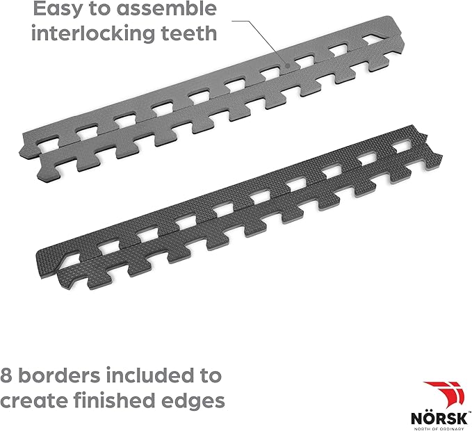 Norsk Multi-Purpose Reversible Floor Mats - EVA Interlocking Foam Tiles (Gray/Black 28 Tiles - 112 sq. Ft. 1/2" Thick)
