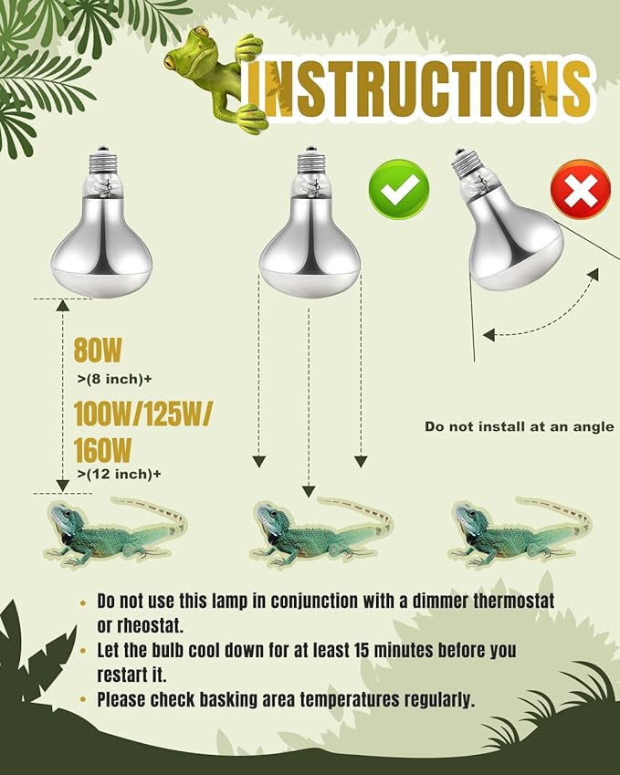Heat Lamp Bulbs, 160 Watt Reptile Heat Bulb, Full Spectrum UVA UVB Light Bulb, Natural Daylight, Basking Spot, Sun Light for Reptile and Amphibian 1 Pack