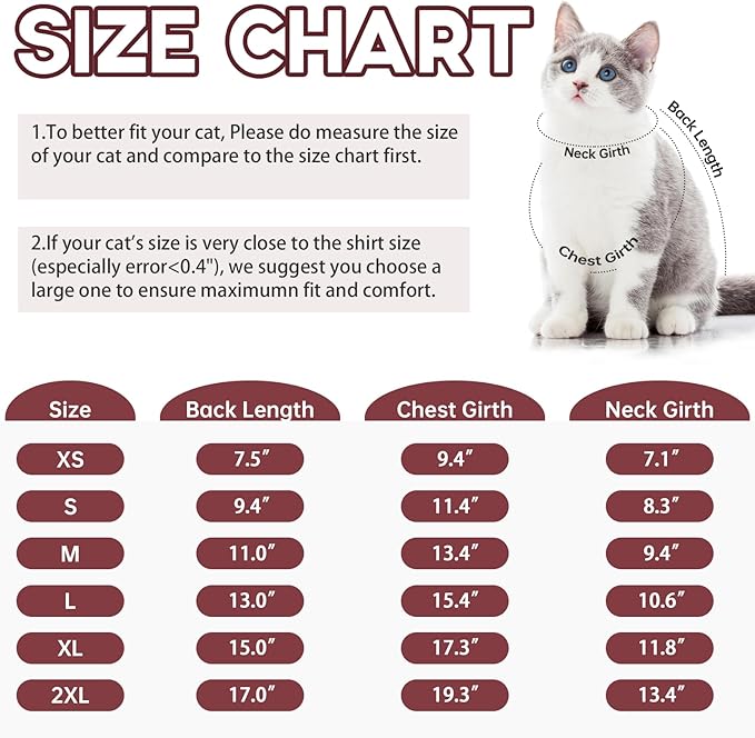 QBLEEV Sticky Hair Cat Clothes, Prevent Fur Shedding Shirts for Cats Only, Kitten Pajamas Costumes Outfits for Daily Wear Parties Photography, Anti-Shed Cat Onesie Recovery Suit for Cat or Small Dogs