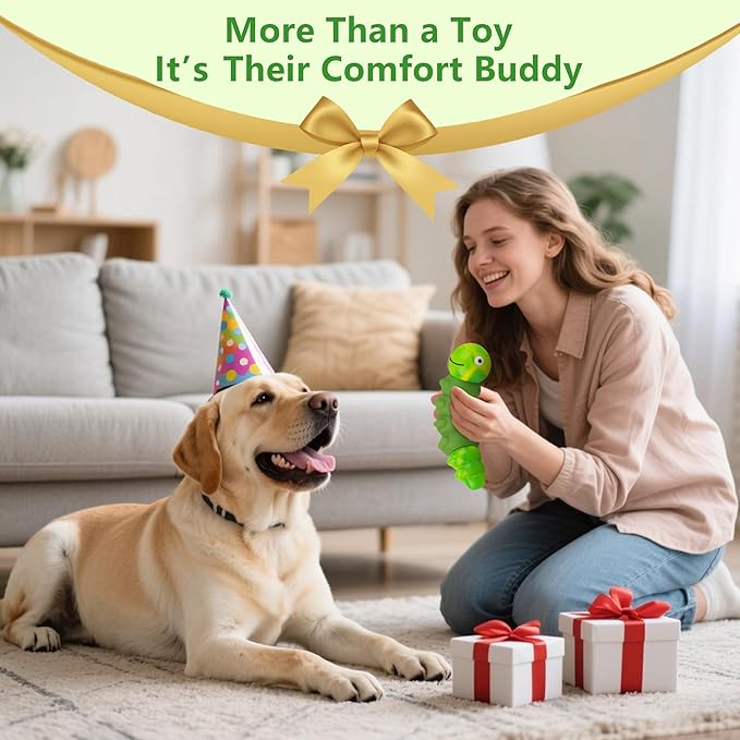 Caterpillar Dog Chew Toys for Aggressive Chewers, Tough Indestructible Squeaky Dog Toy with Beef Flavor Nylon Rubber for Large Medium Dogs to Keep Them Busy and Reduce Boredom (Green)