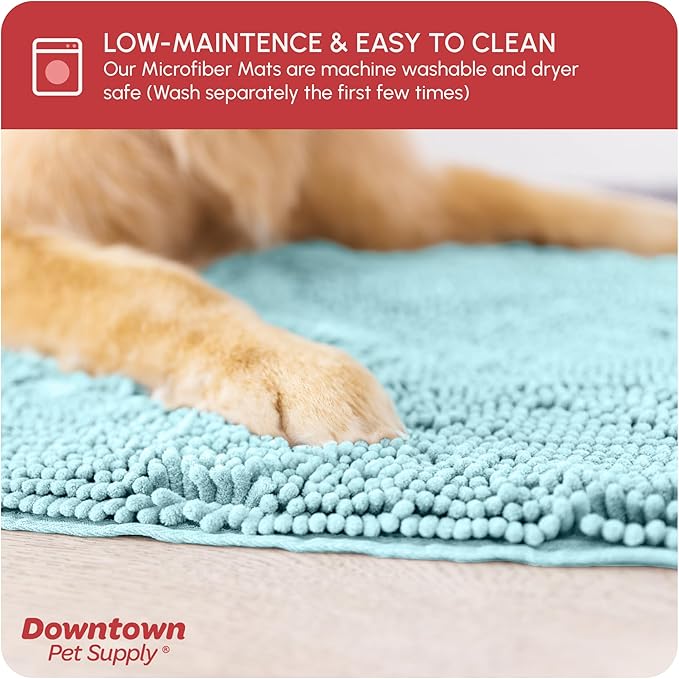 My Doggy Place Microfiber Dog Mat for Muddy Paws, 36" x 26" Light Blue - Absorbent and Quick-Drying Dog Paw Cleaning Mat, Washer and Dryer Safe - Non-Slip Rubber Backed Dog Floor Mat, Large