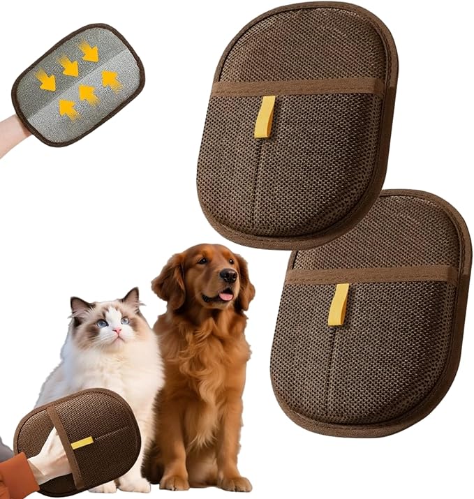 2Pcs Pet Hair Removal Gloves for Dogs and Cats, 2025 Upgraded Electrostatic Magic Hair Remover Glove
