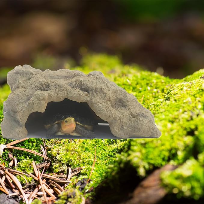 Reptile Hide for Leopard Gecko, Bearded Dragon, Ball Python & Tortoise – Terrarium Habitat Décor, Snake & Lizard Hideout(Resin, Large)