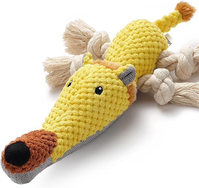 Dog Toys, Dog Plush Toy for Large Breed, Cute Squeaky Dogs Toy with Crinkle Paper, Puppy Stuffed Animal Chew Toys for Small, Middle, Large Breed (Lion)