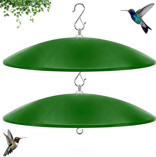 19" Extra Large Squirrel Baffle,Hummingbird Feeder Shade Dome Cover, Bird Feeder Rain Guard, Hanging Squirrel Proof for Shepherd's Hook Outdoors (Green) 2 Pack