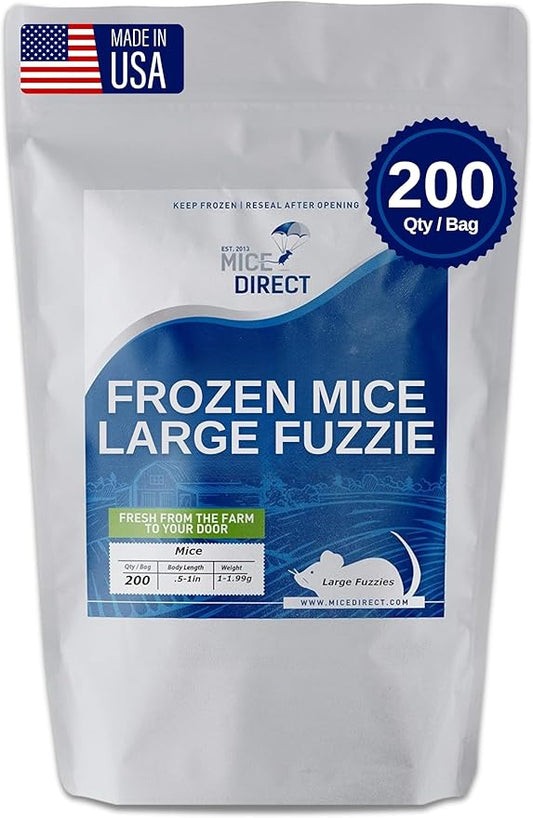 MiceDirect EST. 2003 200 Frozen Mice Fuzzie Feeders Snake Food for Juvenile Hognose Corn milks (1.25-1.5 in) (800 Grams Min)