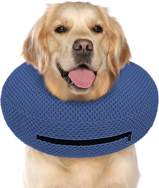 Supet Inflatable Dog Cone Collar for Dogs to Stop Licking, Dog Donut Collar After Surgery, Soft Pet Cone for Small Medium Large Dogs