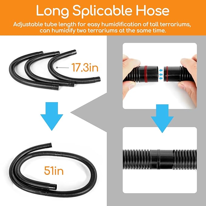 OIIBO Reptile Fogger Humidifier with Timing, 4L Large Digital Reptile Fogger Terrarium Humidifiers with Double Extension Tube Automatic Reptile Misting System