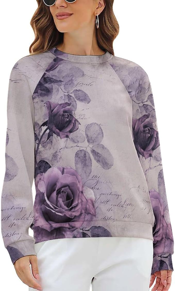 Womens Long Sleeve Tops Y2k Japanese Art Print Sweatshirts Fall Pullover for Women Crewneck Vintage Shirts Boho Tops