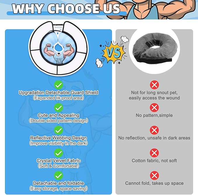 KOOLTAIL Inflatable Dog Cone Collar, Protective Dog Recovery E Collar for Medium Large Dogs After Surgery, Soft Adjustable Dog Neck Donut Cone with Enhanced Anti-Licking Does Not Impede Vision, M+