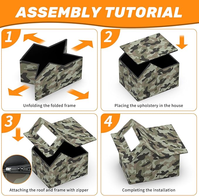 Outdoor Cat House Weatherproof, Large Feral Cat House for Winter, Collapsible Outdoor Cats Shelter in Winter with Door and Soft Mat, Easy to Assemble (Green)