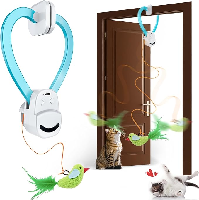 Interactive Cat Toys for Indoor Cats Automatic Electric Flying Bird Feather Mouse Toy - Best Kitten & Adult Cat Enrichment Mouse cat Toy Hanging Electric Kitty Toys for Bored Cats