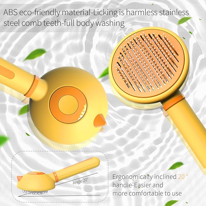 Cat Hair Brush with Release Button for Indoor Cats, Cat Grooming Brush for Long or Short Hair Dogs, Cat Combs for Pet Massage Self-Cleaning Cat Hair Brush