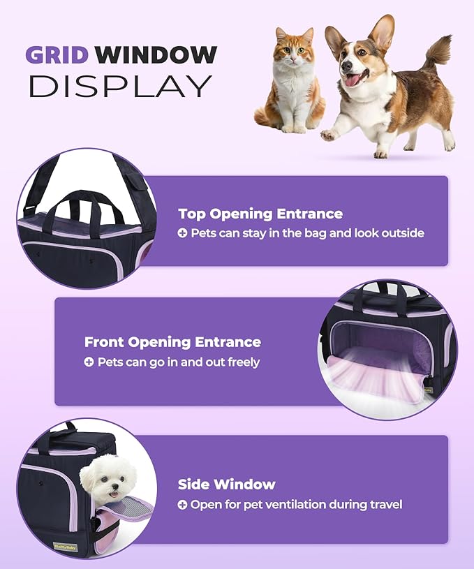 Small Dog Sling Carrier, Front Facing Dog Carrier Sling, Hands Free Pet Carriers Bag with Padded Adjustable Strap and Poop Dispenser Machine Washable for Small Dogs Cats Travel Outdoor-Black