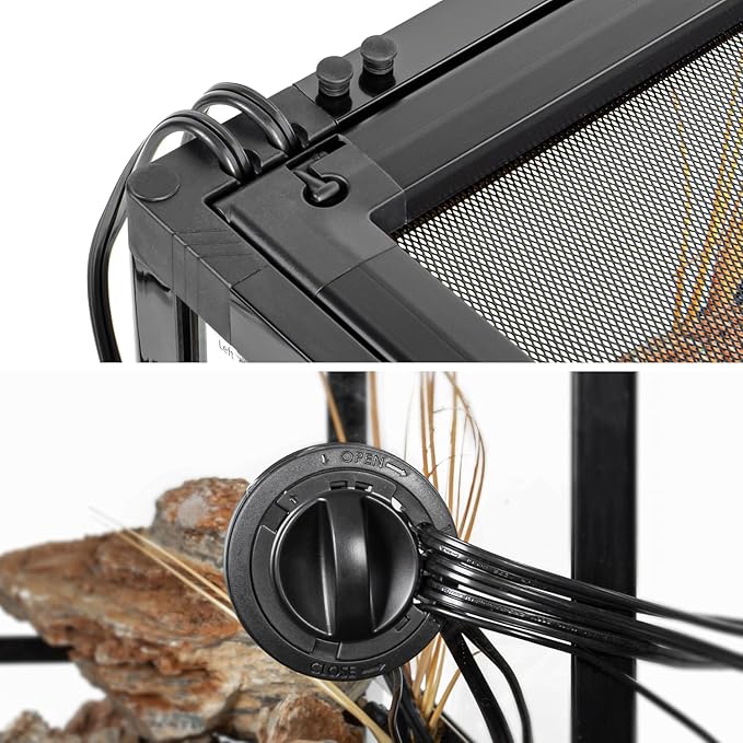 Reptile Tank 20 Gallon, 360°Full Vision Glass Reptile Terrarium 24" x 18" x 12", 24 in Wide Front Opening Reptile Tank for Desert and Tropical Reptiles Gecko Bearded Dragon Snake Hermit Crab