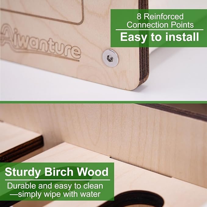 Cat House for Indoor Cats,Wooden Large Cat Bed Cave with 2 Soft Cushion,Warm Cozy Pet Hideaway for Kittens & Big Cats,17.7"x16.9"x19.68" Natural