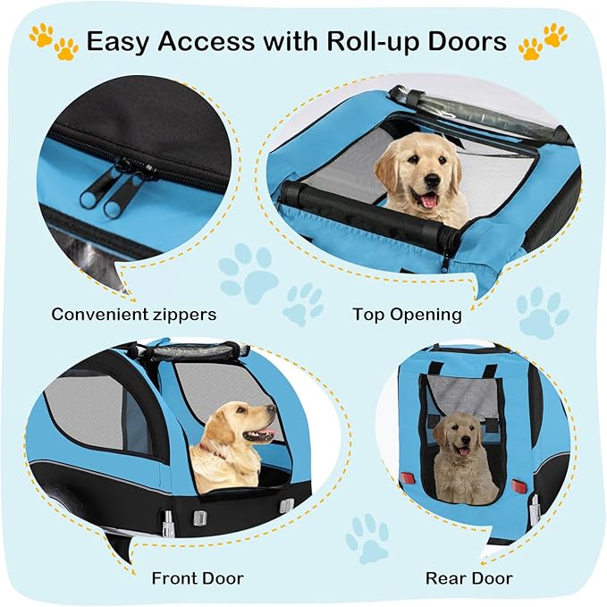 Dog Bike Trailer - HAPPAWS Dog Trailer for Bicycle, Cargo Cycle Trailers Wagon Cart Pet Bike Carrier w/ 3 Doors, Aluminum Wheels, Safety Flag, Easy to Connect&Disconnect, Collapsible to Store