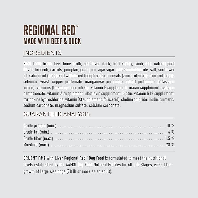 ORIJEN Pate Wet Dog Food Regional Red Recipe with Liver 12.8oz Cans (12 Count)