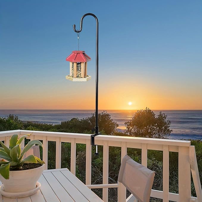 2Pack 36inch Deck Bird Feeder Hanger for Railing, Fence Hooks for Hanging, for Hanging Bird Feeders, Wind Chimes