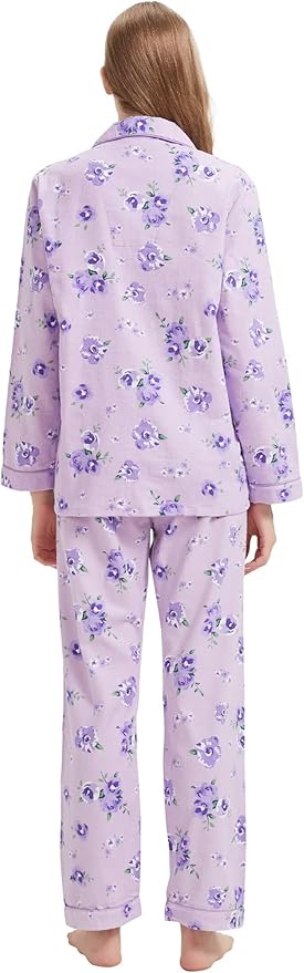 GLOBAL Flannel Pajamas for Women 2-Piece Comfy and Cozy Flannel Pj Set Cotton Loungwear