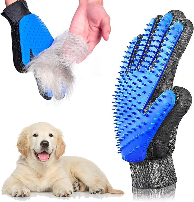 Pet Grooming Glove- pet washing Glove For Bathing-Pet Hair Remover glove For Cleaning Upgrade Grooming Brush For Long and Short fur- Efficient Washing Glove For Dogs & Cats -1 Pack [Right-Hand] Blue